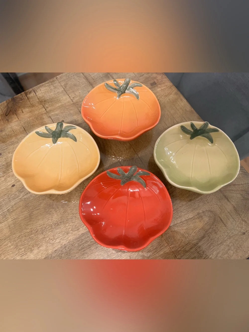 ceramic heirloom tomato dipping bowls by Williams Sonoma
